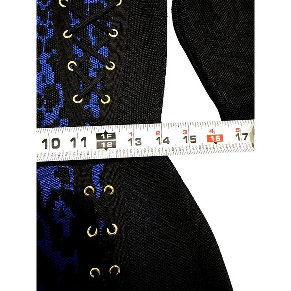 Balmain Blue and Black Mini Dress - Picture 10 of 16